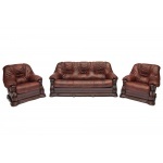 Трехместный кожаный диван GOLZMAYER (коричневый)