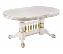 Деревянный стол Кантри молочный с золотой патиной (LM)