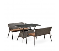 Обеденный комплект плетеной мебели с диванами T198D/S139B-W53 Brown