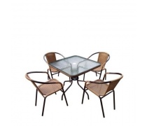 Комплект мебели  Николь-2LB TLH-037С-TLH070SR-70x70 Light Beige (4+1) (AM)