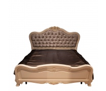 Кровать Милано 8801-A MK-1845-IVP двуспальная с пуговицами (цвет патины: золото) 160х200 см Слоновая кость