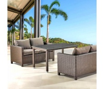 Обеденный комплект плетеной мебели с диванами T256A/S59A-W53 Brown