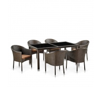 Комплект плетеной мебели T246A/Y350A-W53 Brown 6Pcs