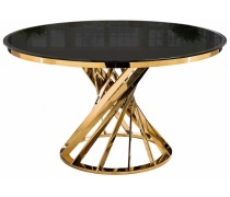 Стол стеклянный Twist gold / black